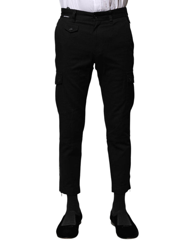 Dolce & Gabbana Black Cotton Formal Men Cropped Pants - Hilstor