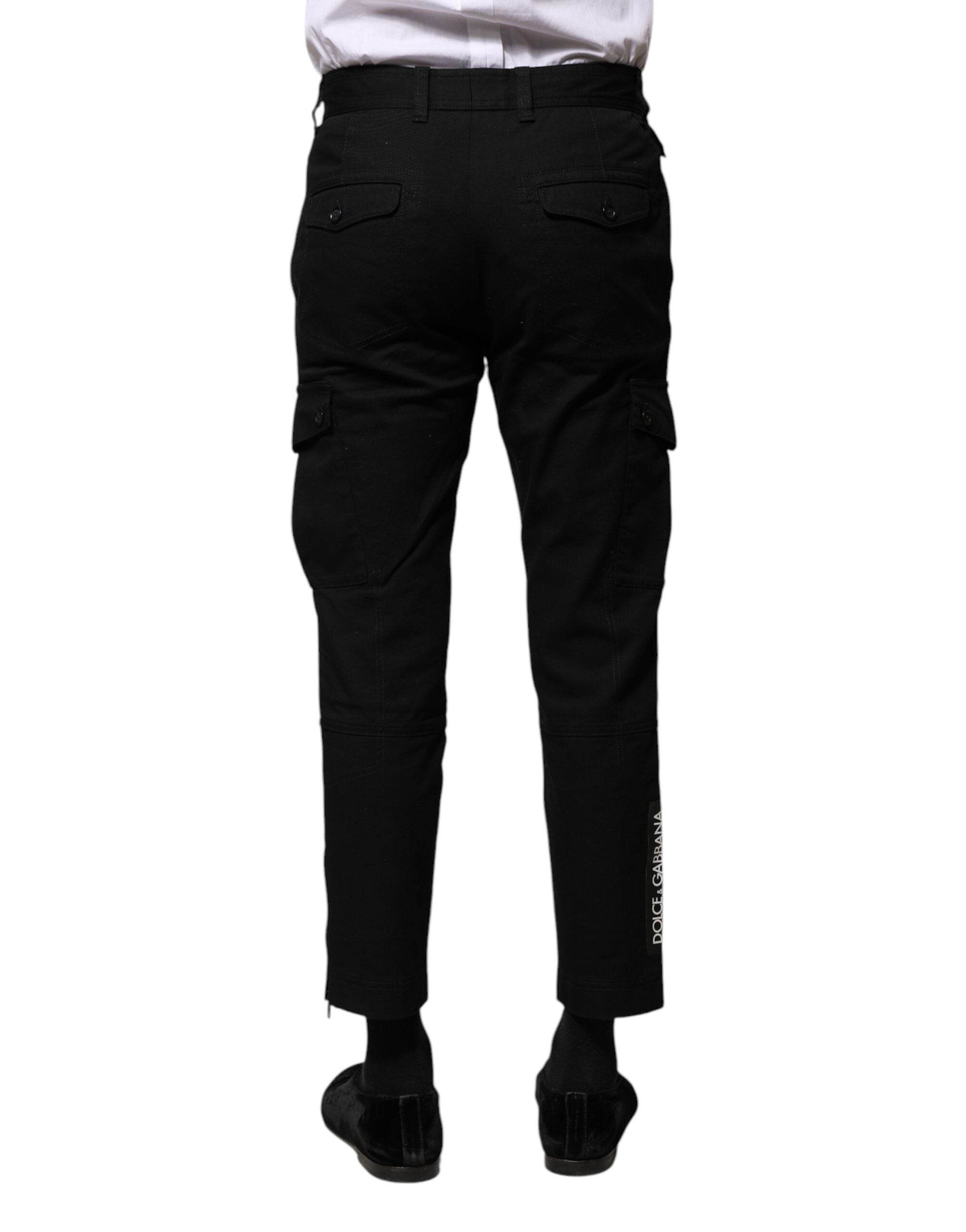 Dolce & Gabbana Black Cotton Formal Men Cropped Pants - Hilstor