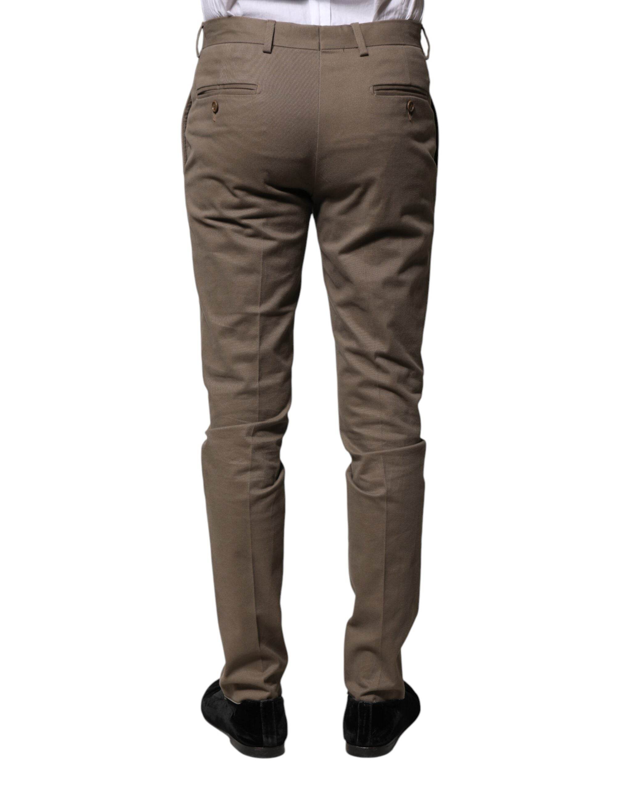 BENCIVENGA Brown Cotton Tapered Formal Dress Pants - Hilstor