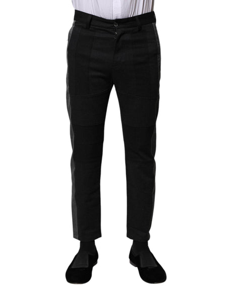 Dolce & Gabbana Black Gray Fantasy Cotton Formal Slim Pants - Hilstor