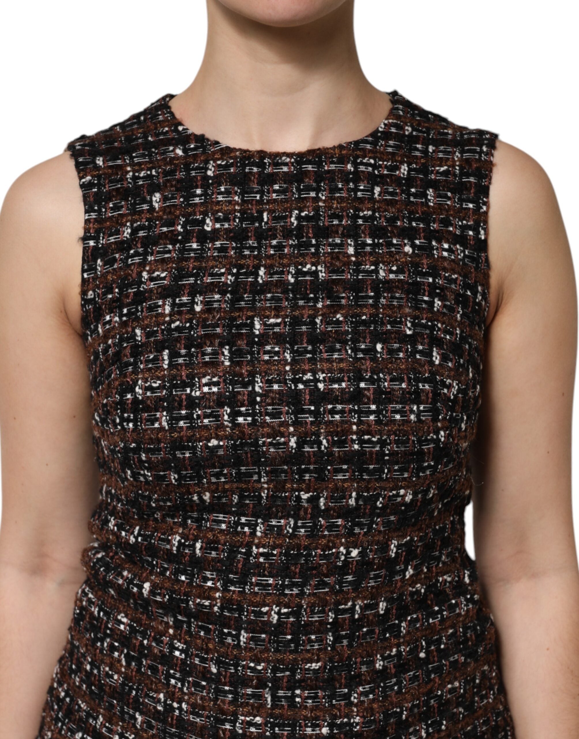 Dolce &amp; Gabbana Flerfarvet Ærmeløs Mini Tweed A-linjekjole