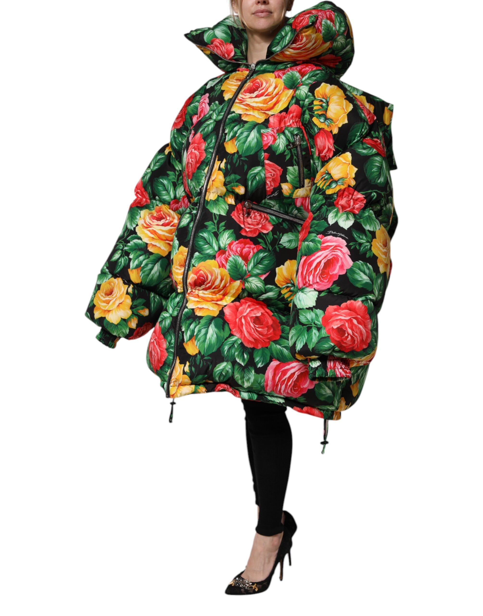 Dolce &amp; Gabbana Flerfarvet Blomsterduftjakke med Hættetrøje