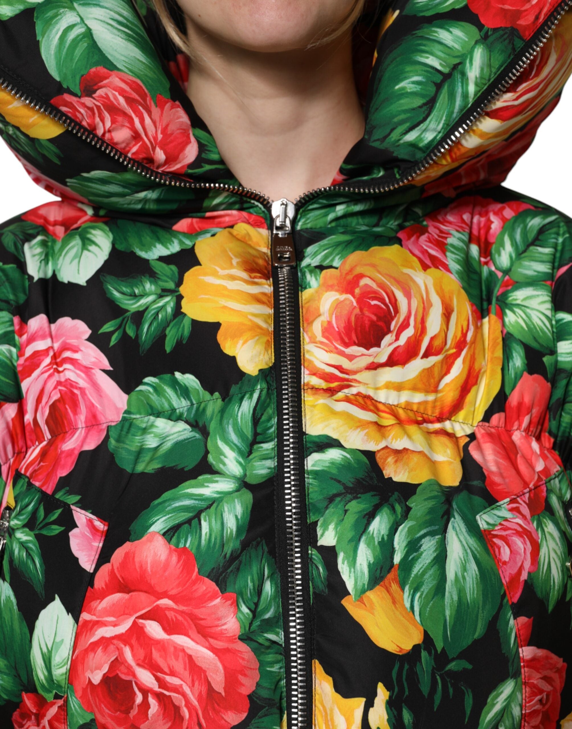Dolce &amp; Gabbana Flerfarvet Blomsterduftjakke med Hættetrøje