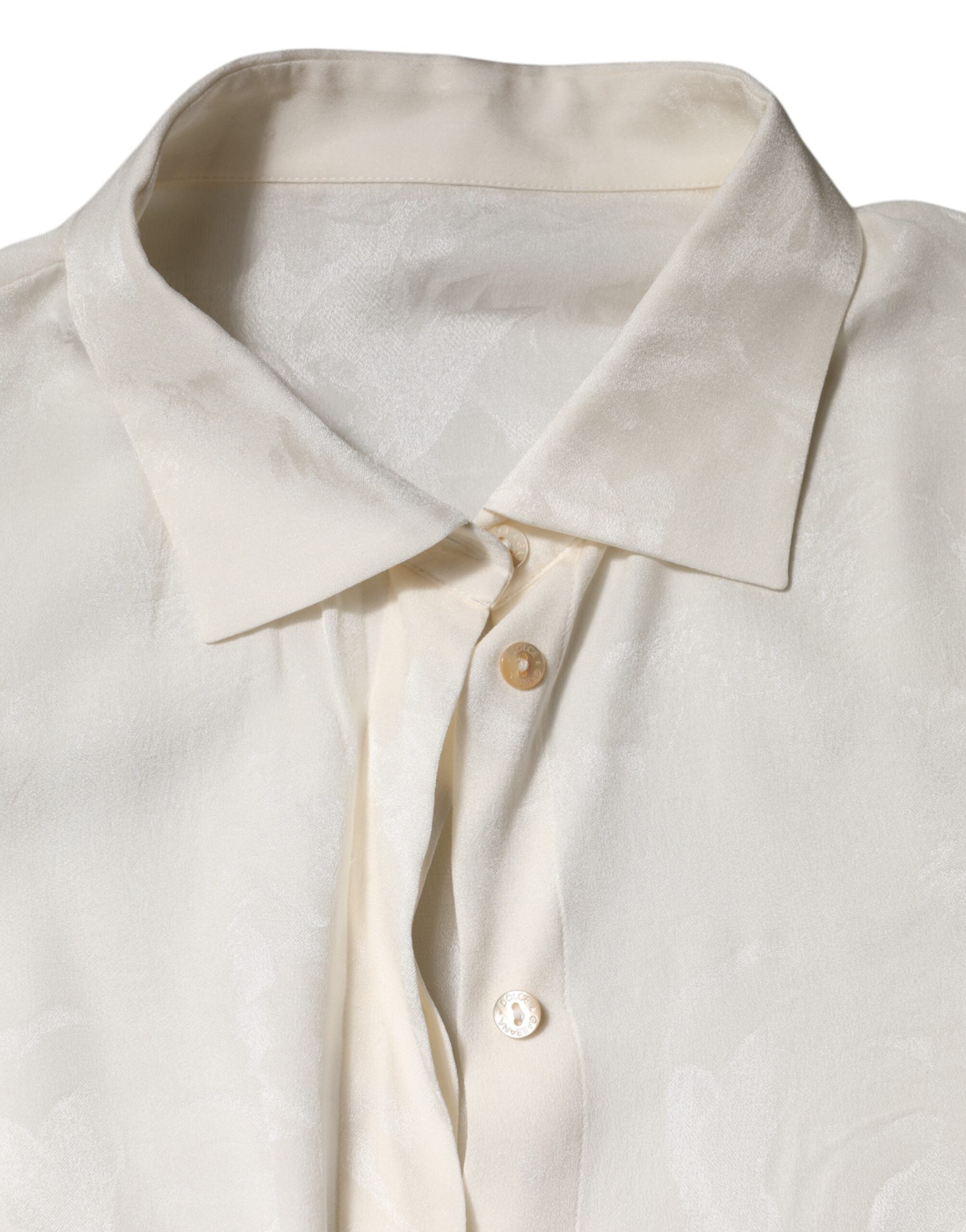 Dolce &amp; Gabbana Hvid Blusetop med Lange Ærmer og Knapper