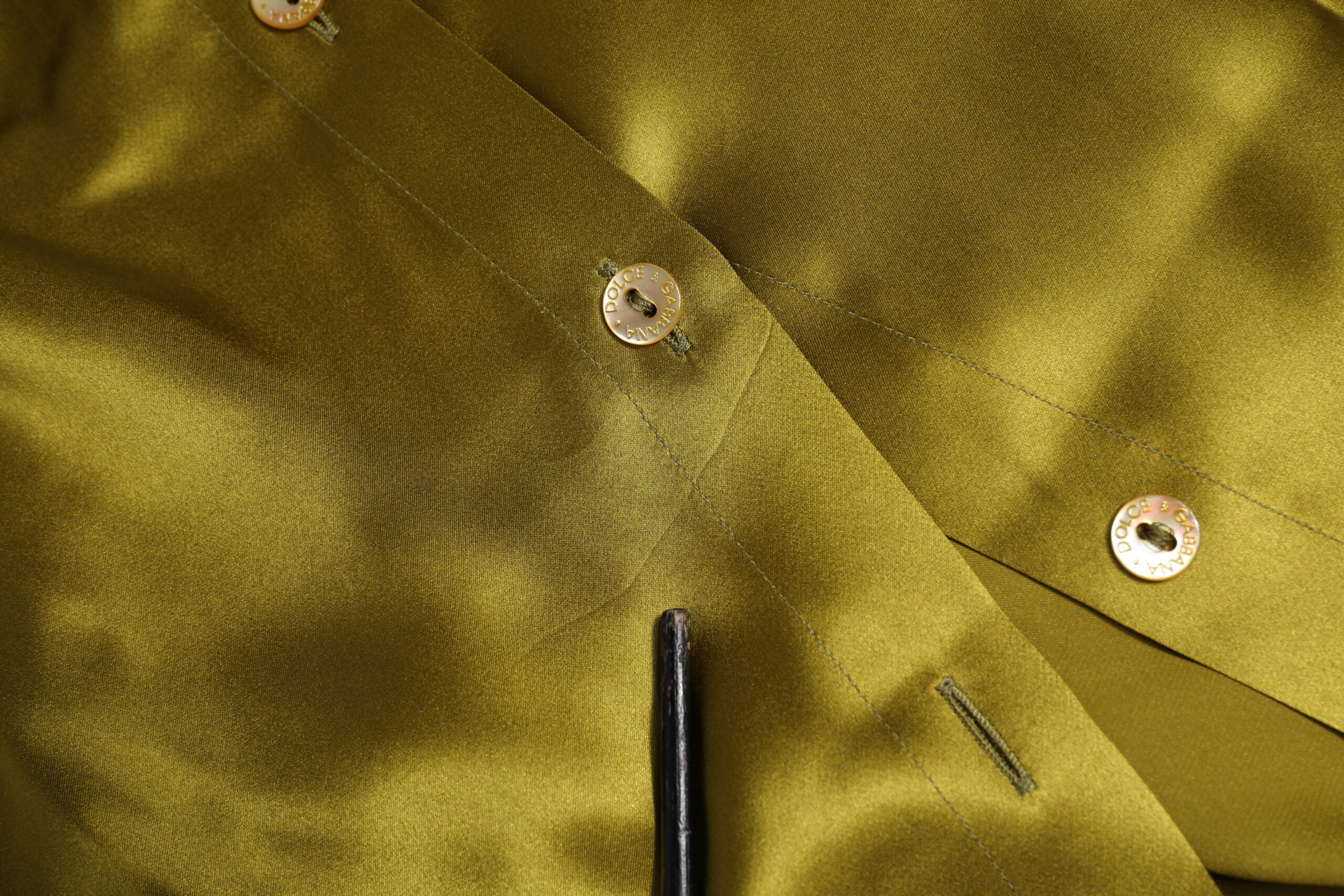 Dolce &amp; Gabbana Grøn Ascot-krave Langærmet Blusetop