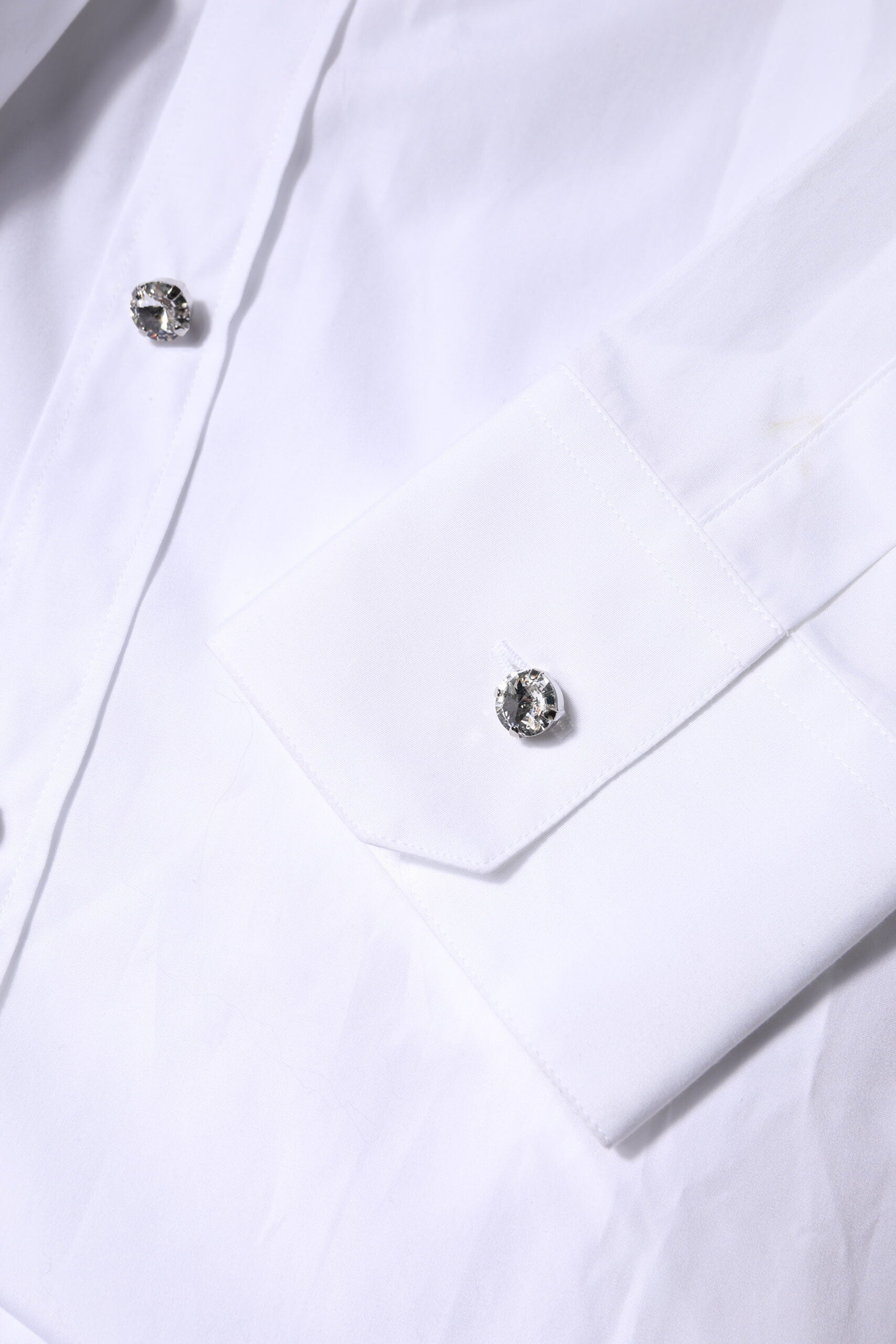Dolce &amp; Gabbana Hvid Top med Lange Ærmer og Rhinstensudsmykning