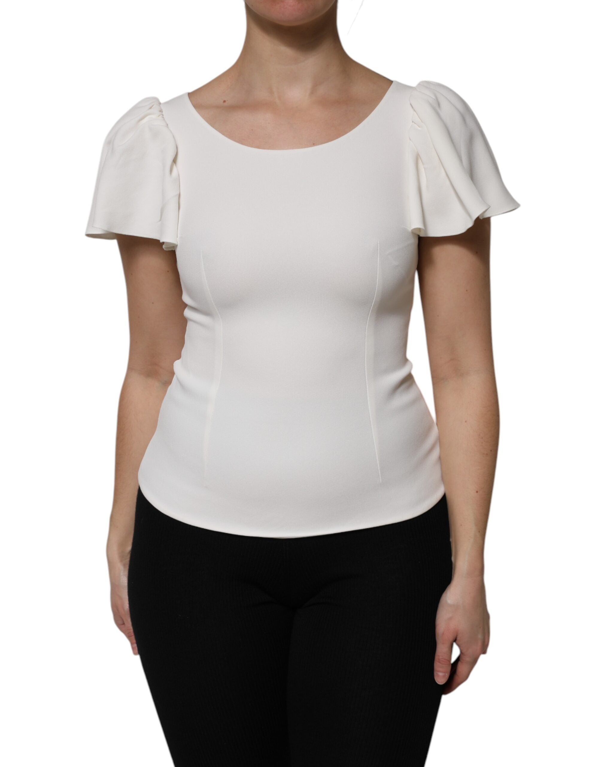 Dolce &amp; Gabbana hvid viscose rundhalset korte ærmer top