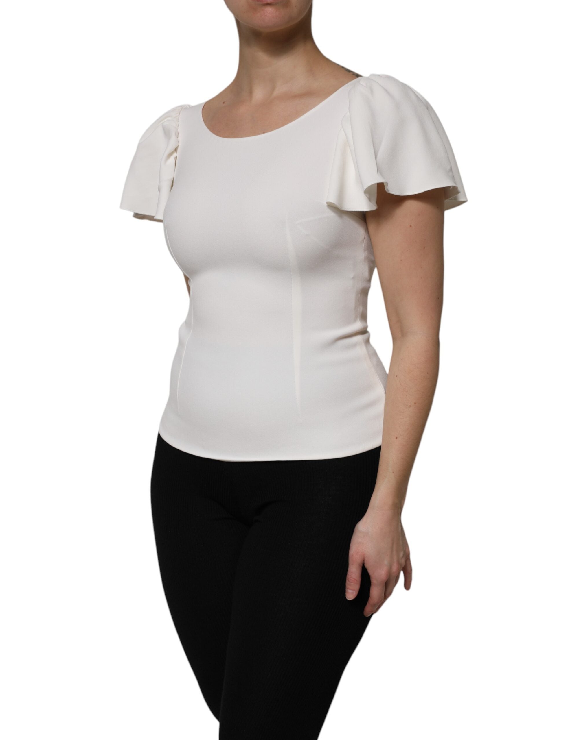 Dolce &amp; Gabbana hvid viscose rundhalset korte ærmer top