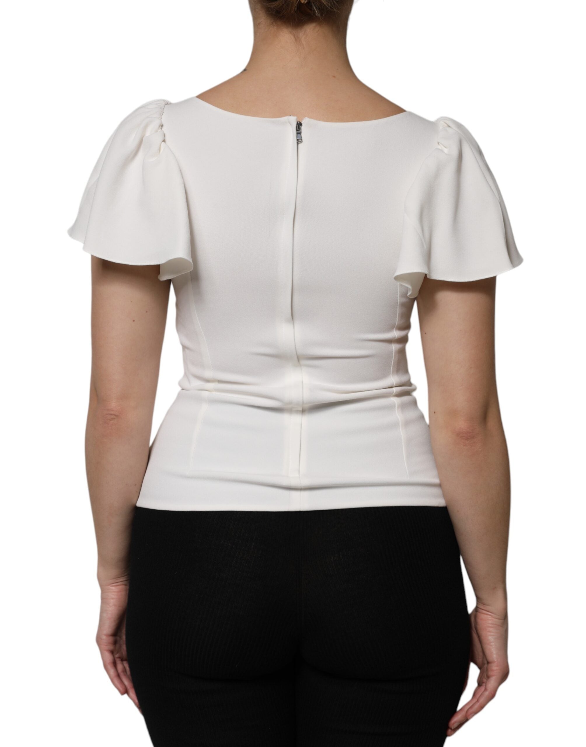 Dolce &amp; Gabbana hvid viscose rundhalset korte ærmer top