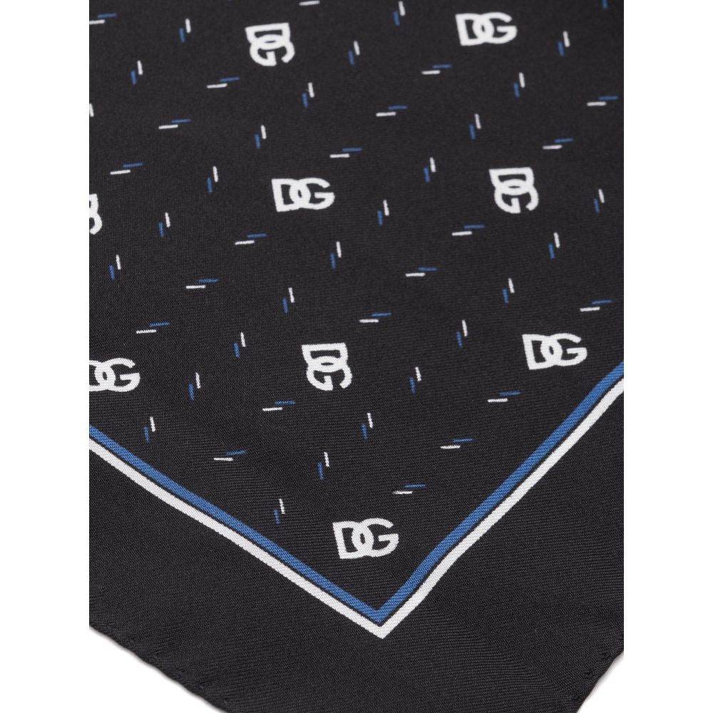 Dolce & Gabbana Black Silk Pocket Square - Hilstor