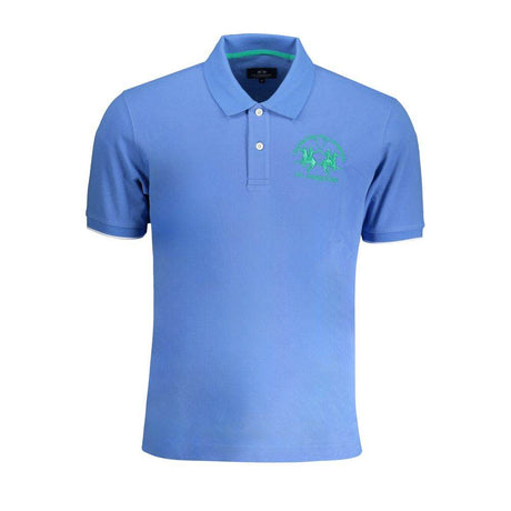 La Martina Light Blue Cotton Men Polo Shirt - Hilstor