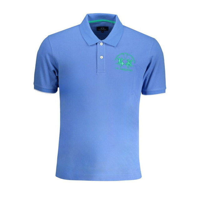 La Martina Light Blue Cotton Men Polo Shirt - Hilstor