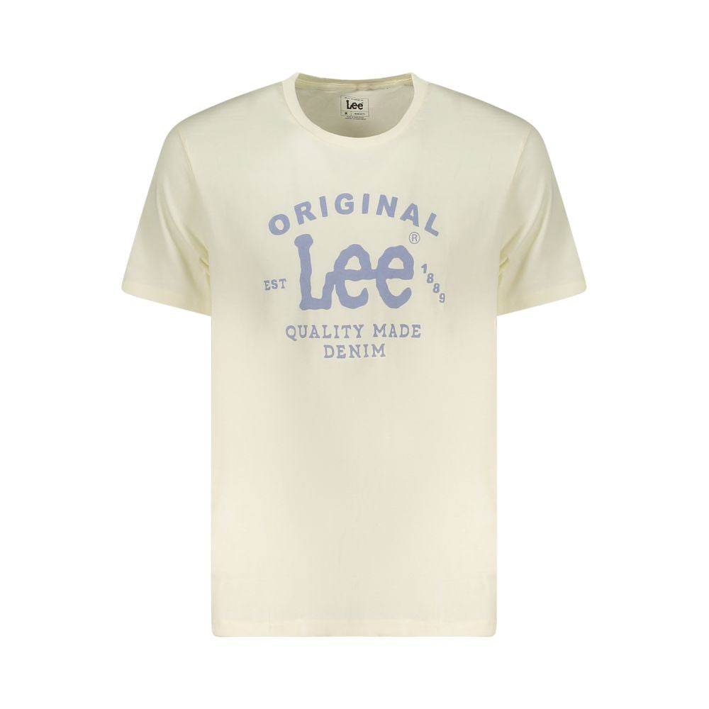 Lee Beige Cotton Men T-Shirt - Hilstor