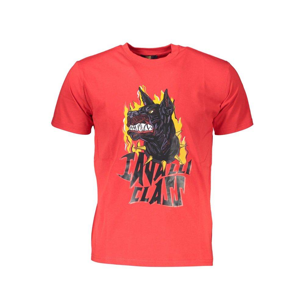Cavalli Class Red Cotton Men T-Shirt - Hilstor
