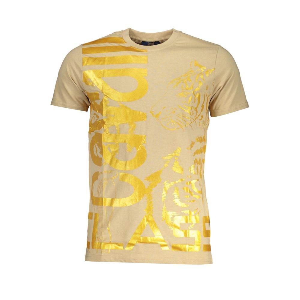Cavalli Class Beige Cotton T-Shirt - Hilstor