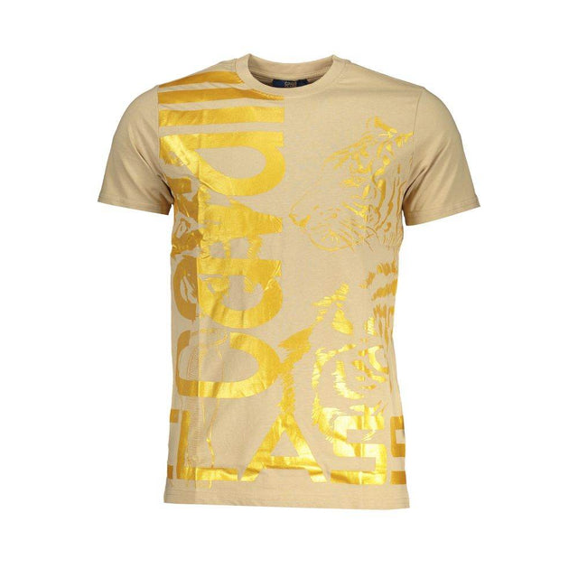 Cavalli Class Beige Cotton T-Shirt - Hilstor