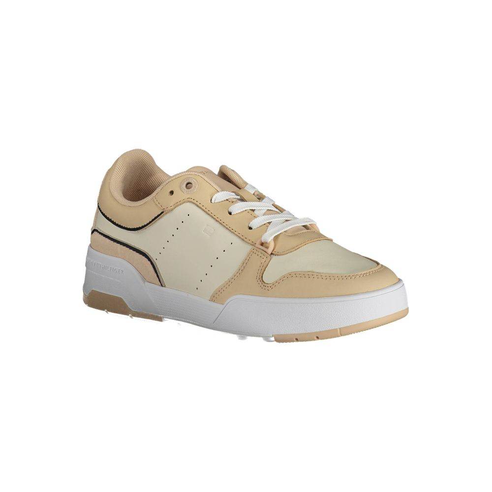 Tommy Hilfiger Beige Leather Women Sneaker - Hilstor