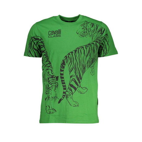 Cavalli Class Green Cotton T-Shirt - Hilstor