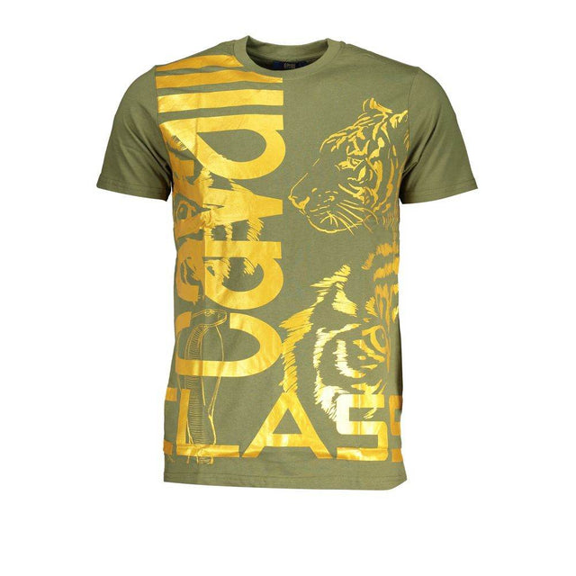 Cavalli Class Green Cotton T-Shirt - Hilstor