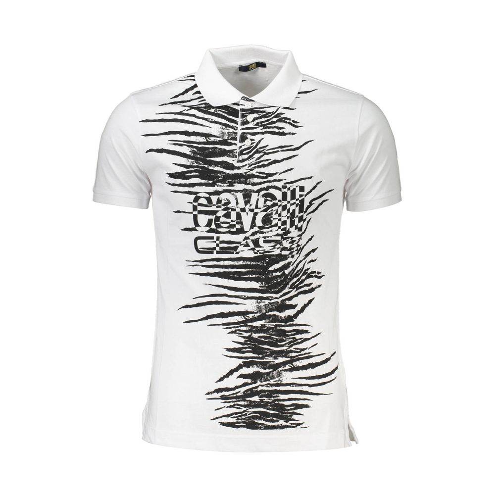 Cavalli Class White Cotton Men Polo Shirt - Hilstor