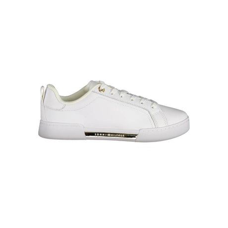 Tommy Hilfiger Chic White Lace-Up Sneakers with Contrast Detail - Hilstor