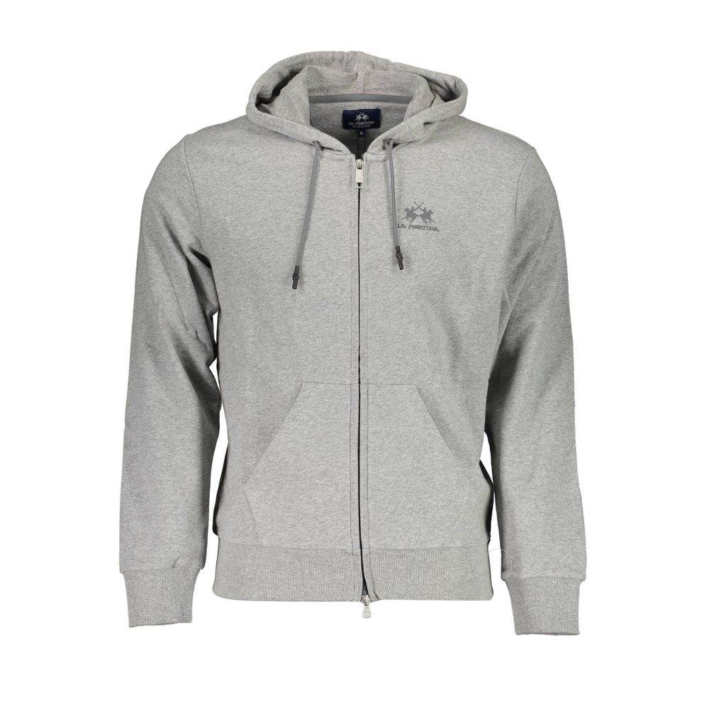 La Martina Gray Cotton Men Sweater with Hood - Hilstor