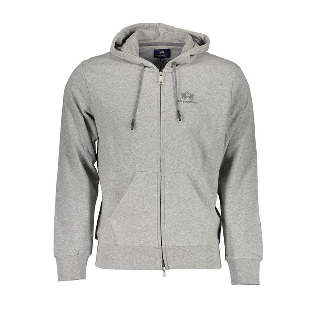 La Martina Gray Cotton Men Sweater with Hood - Hilstor