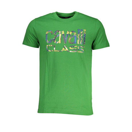 Cavalli Class Green Cotton T-Shirt - Hilstor