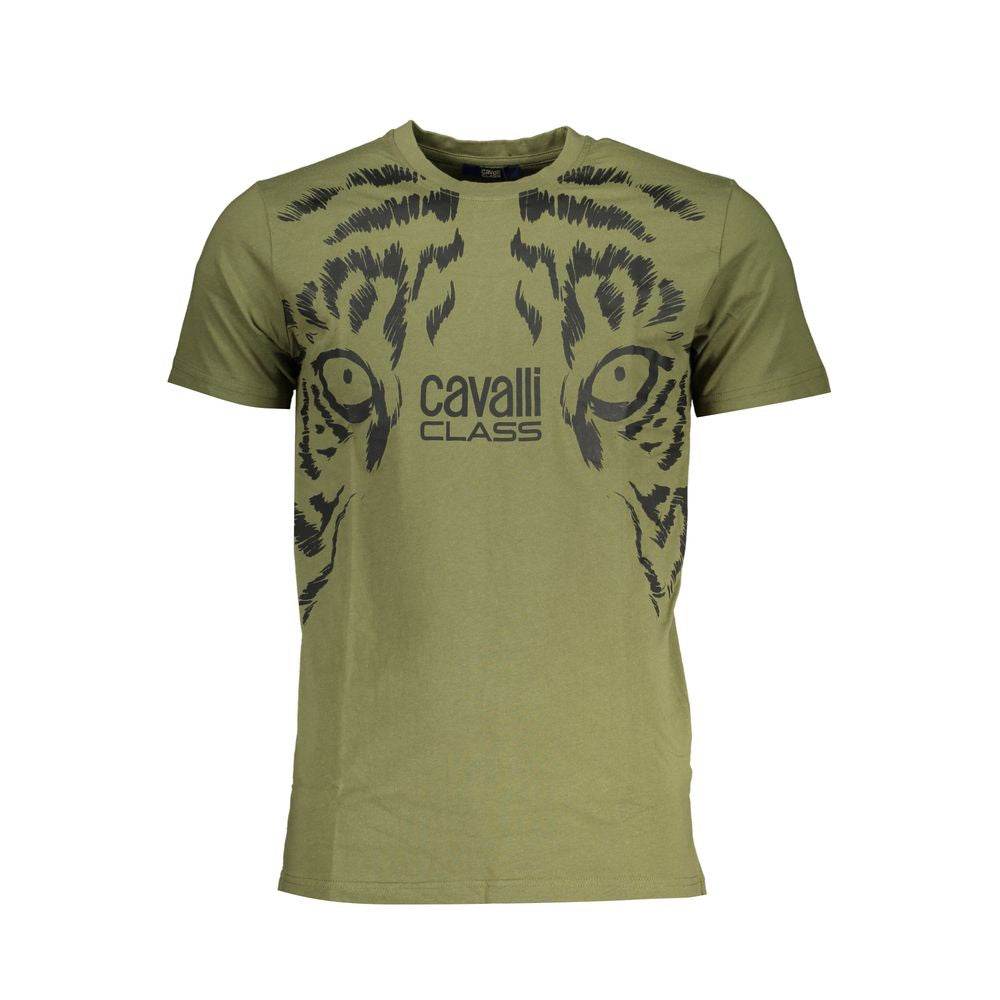Cavalli Class Green Cotton T-Shirt - Hilstor