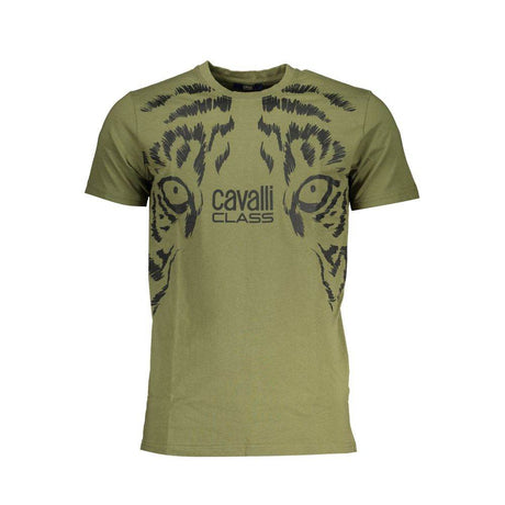 Cavalli Class Green Cotton T-Shirt - Hilstor