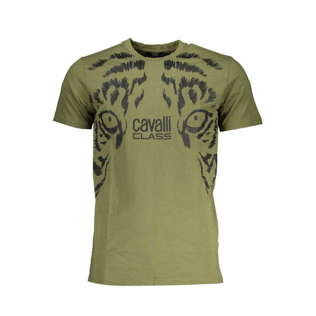 Cavalli Class Green Cotton T-Shirt - Hilstor
