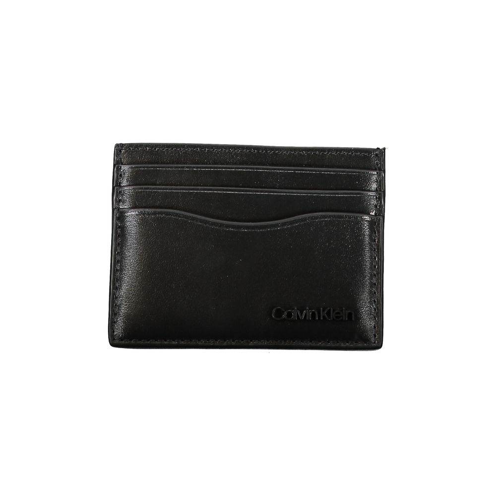 Calvin Klein Sleek Black Leather Card Holder - Hilstor