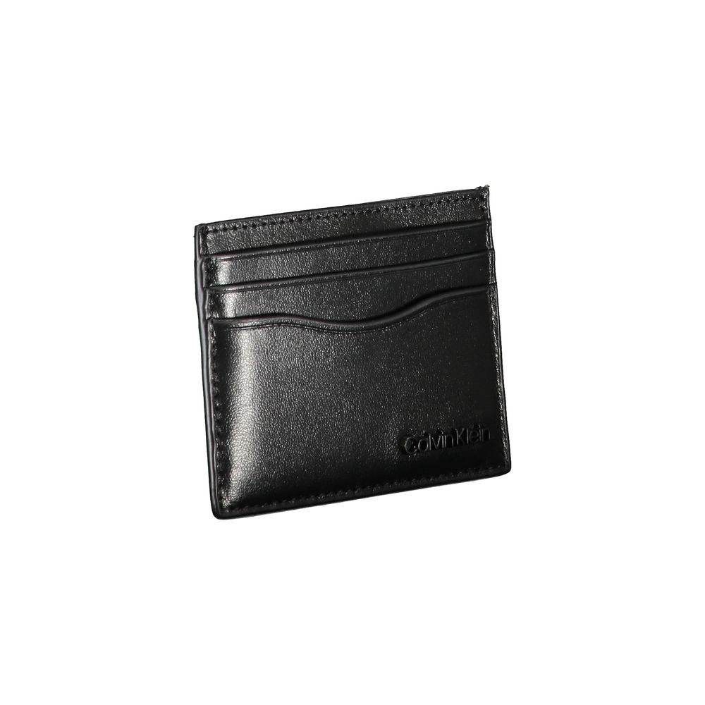 Calvin Klein Sleek Black Leather Card Holder - Hilstor