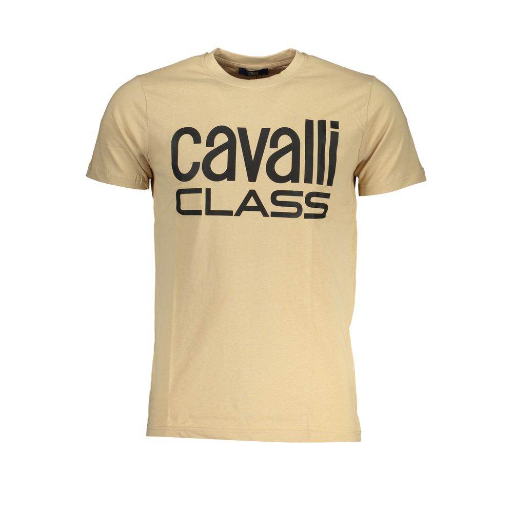 Cavalli Class Beige Cotton T-Shirt - Hilstor