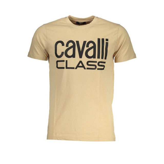 Cavalli Class Beige Cotton T-Shirt - Hilstor