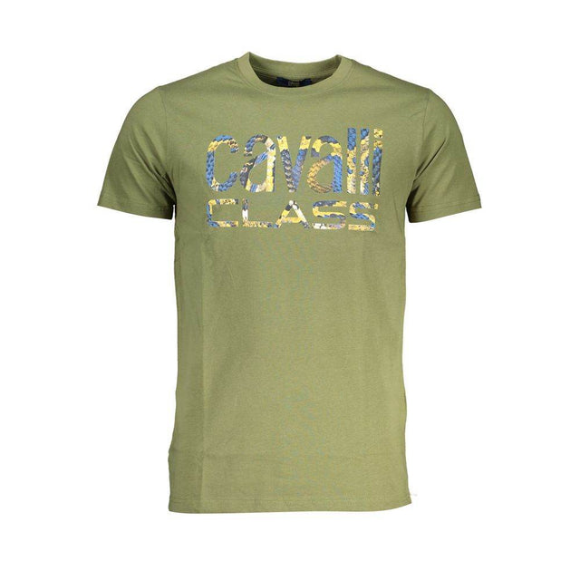 Cavalli Class Green Cotton T-Shirt - Hilstor