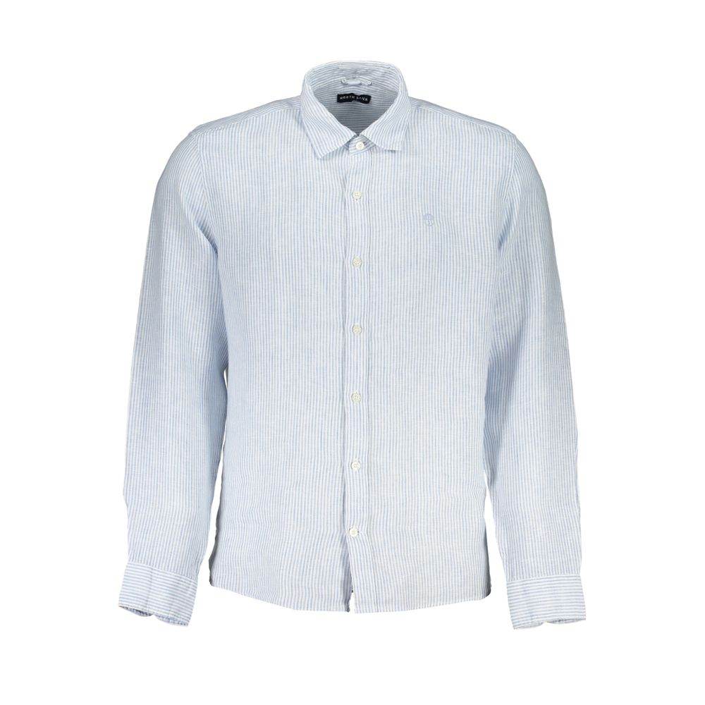 North Sails Light Blue Linen Men Shirt - Hilstor