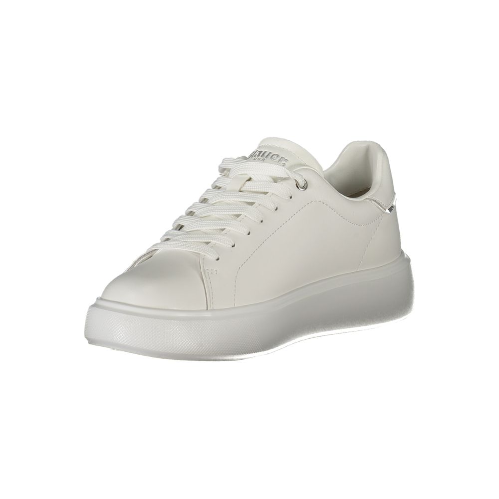 Blauer hvid læder sneaker til kvinder