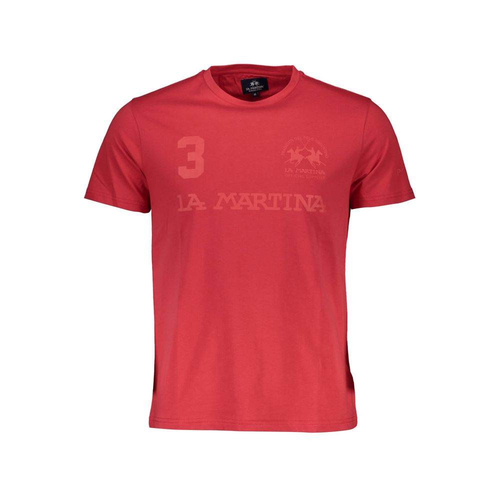 La Martina Red Cotton Men T-Shirt - Hilstor