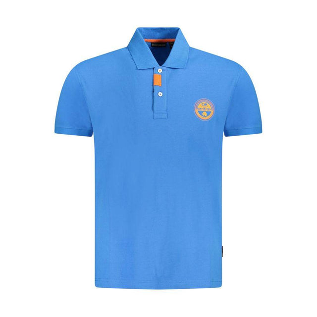 Napapijri Blue Cotton Men Polo Shirt - Hilstor