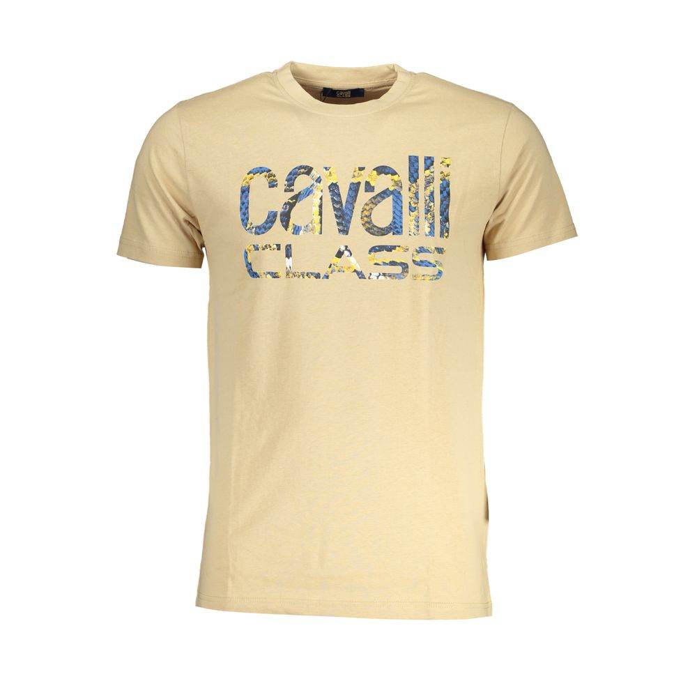 Cavalli Class Beige Cotton T-Shirt - Hilstor