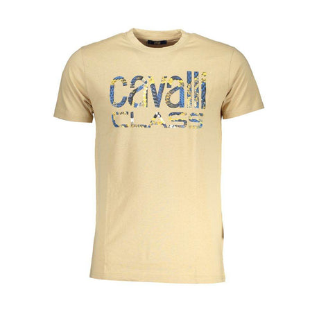 Cavalli Class Beige Cotton T-Shirt - Hilstor