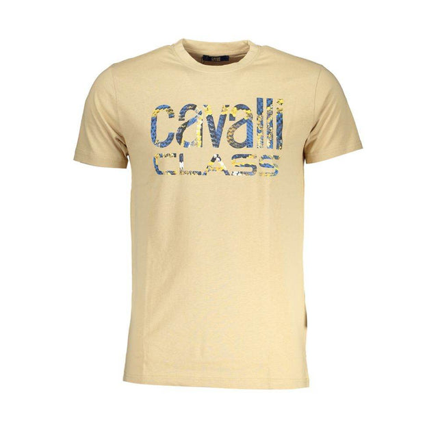 Cavalli Class Beige Cotton T-Shirt - Hilstor