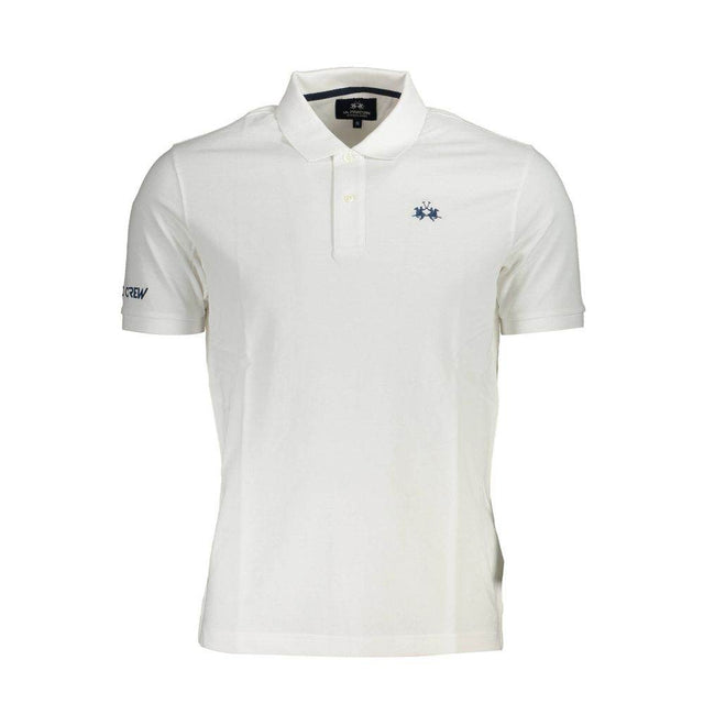 La Martina White Cotton Men Polo Shirt - Hilstor