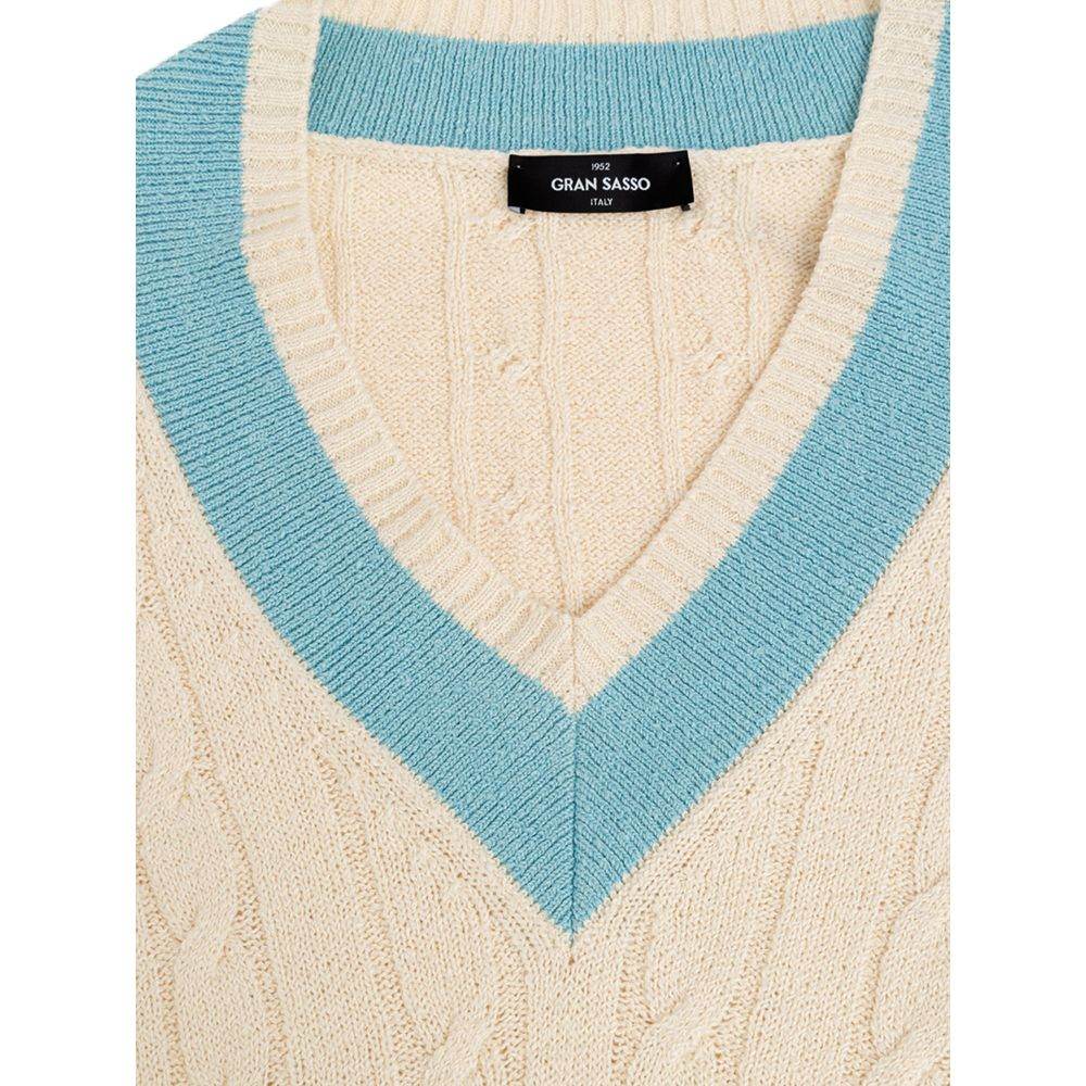 Gran Sasso White Cotton Sweater - Hilstor