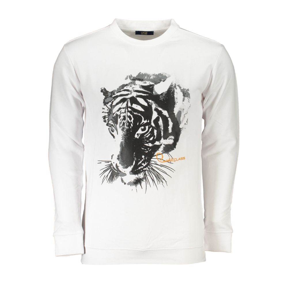 Cavalli Class White Cotton Men Sweater - Hilstor