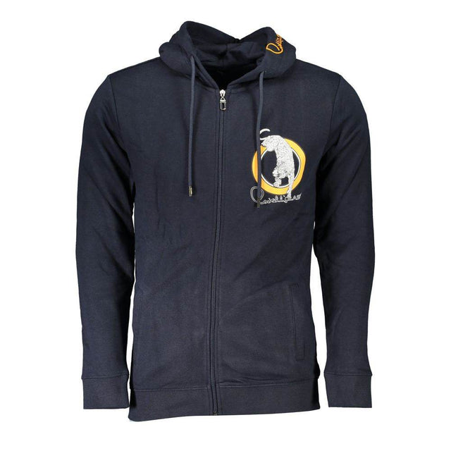 Cavalli Class Blue Cotton Men's Sweater Hoodie - Hilstor