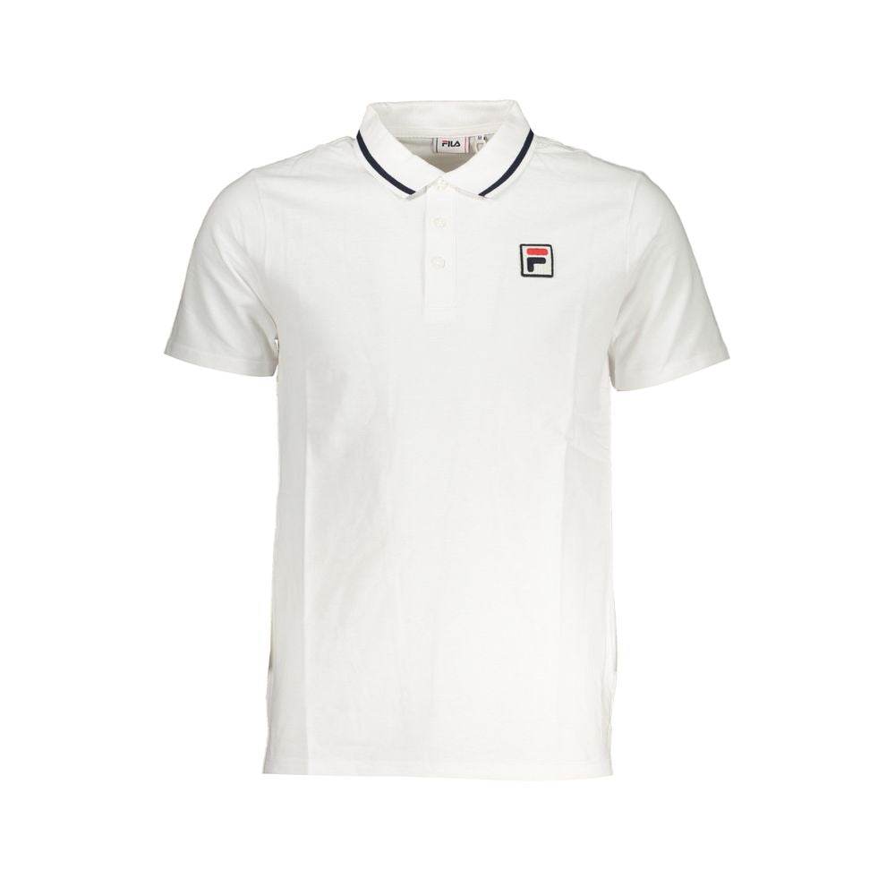 Fila Sleek White Cotton Polo with Contrast Accents - Hilstor