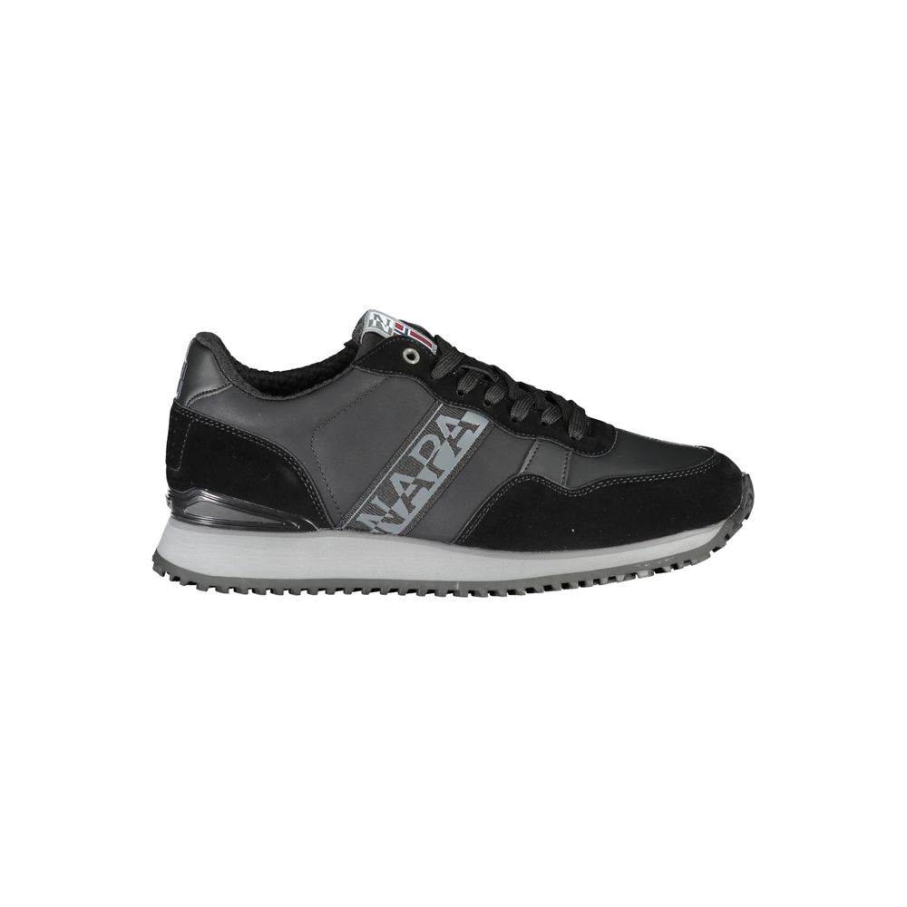 Napapijri Sleek Black Contrast Lace Sneakers - Hilstor