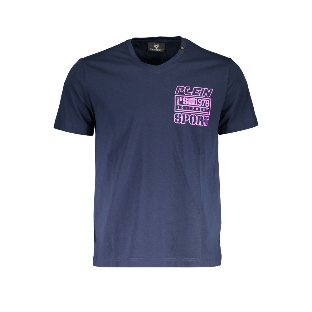 Plein Sport Blå T-shirt i bomuld til mænd